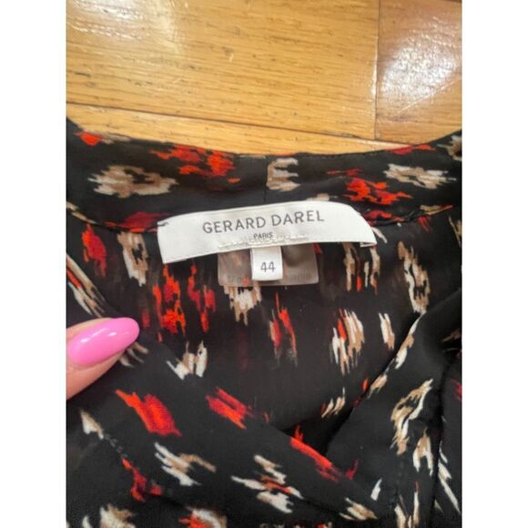 Gerard Darel Black Multi-Color Abstract Print Tie-Neck Blouse Size 44‎ - Picture 3 of 6